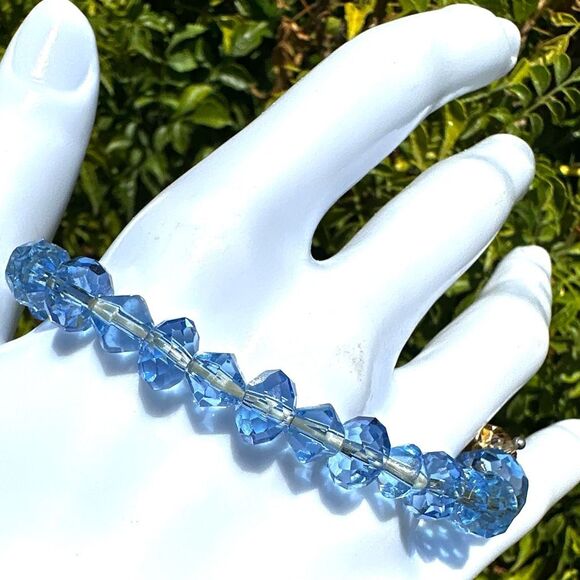 Colorful Glass Beaded Stretch Bracelet in Blue & Pastel Tones - Picture 7 of 10